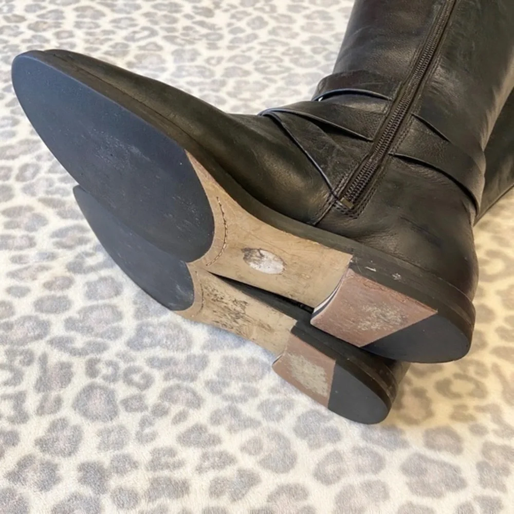 Cole Haan Black Leather Riding Petra‎ Belt II Boots